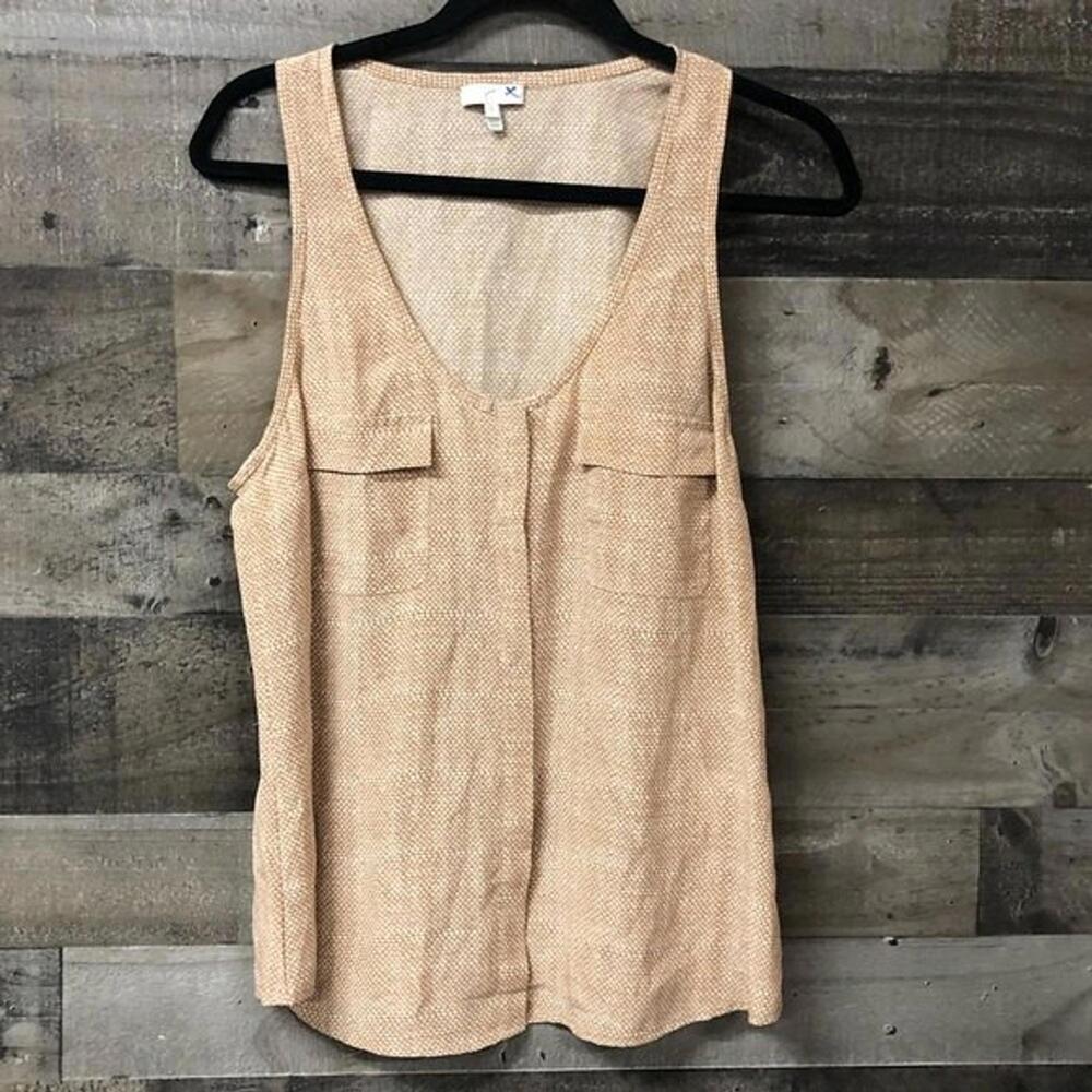 Joie Womens Size Small Natural Beige Linen Blend Sleeveless Top Blouse Lagenlook
